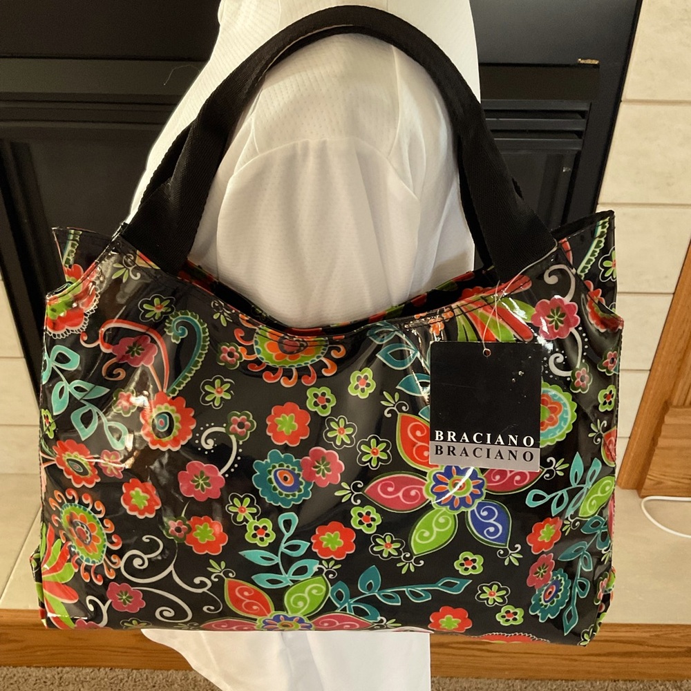 NWT Braciano “Pickle Pie” Floral Vinyl Tote